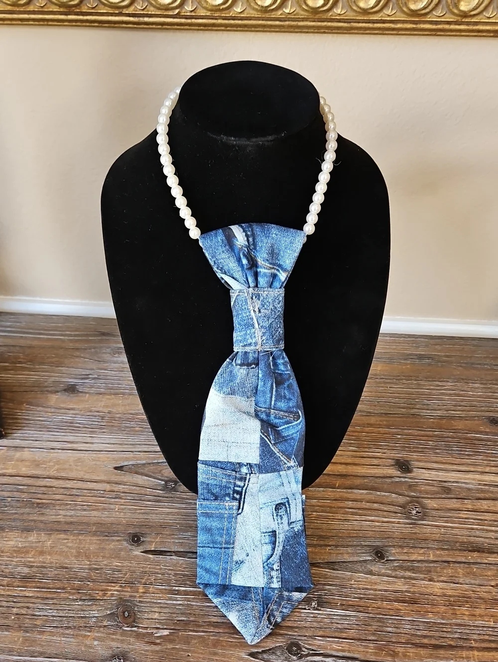 Kids Custom made Denim Tie with Colorful Butterflies & 'Black Princess' Patch